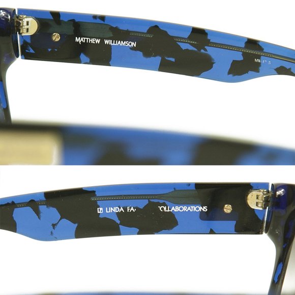 Matthew Williamson X Linda Farrow Blue Black Designer Sunglasses